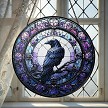 Raven Glass Decor Window Panel 